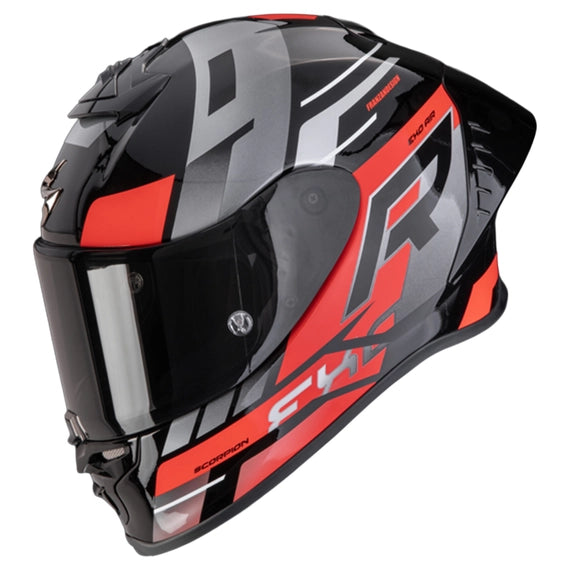 Casco Integrale Scorpion Exo-R1 EVO II Air Adrenaline Nero Rosso Argento