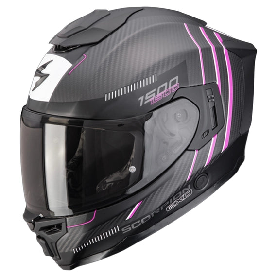 Casco Integrale in fibra di CARBONIO SCORPION Exo-1500 Zity Nero Opaco Rosa