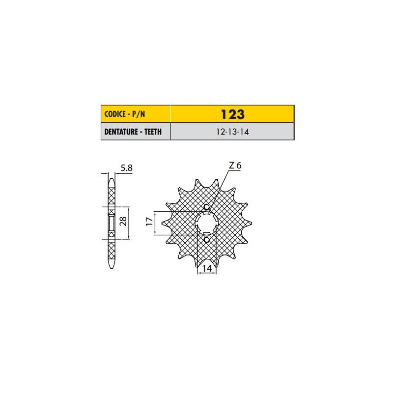 DERBI GPR Nude 50 2004>2005 PIGNONE 14 DENTI PASSO 420 CODICE 12314