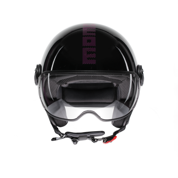 Casco Moto Jet Momo Design STRIPES BLACK GLITTER / FUCSIA – NERO GLITTER FUCSIA