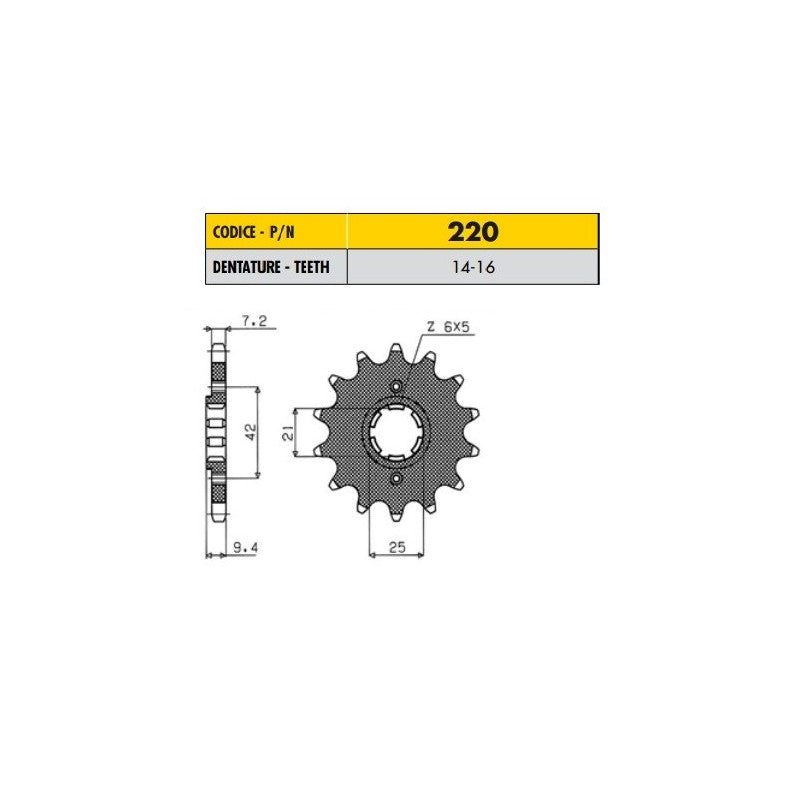 SUZUKI DR Z (Front & Rear Drum Model) 125 2003>2013 PIGNONE PASSO 428 CODICE 220