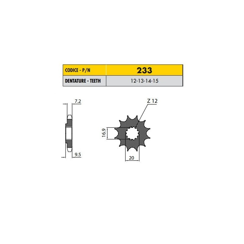 KTM XC 105 2008>2009 PIGNONE PASSO 428 CODICE 233