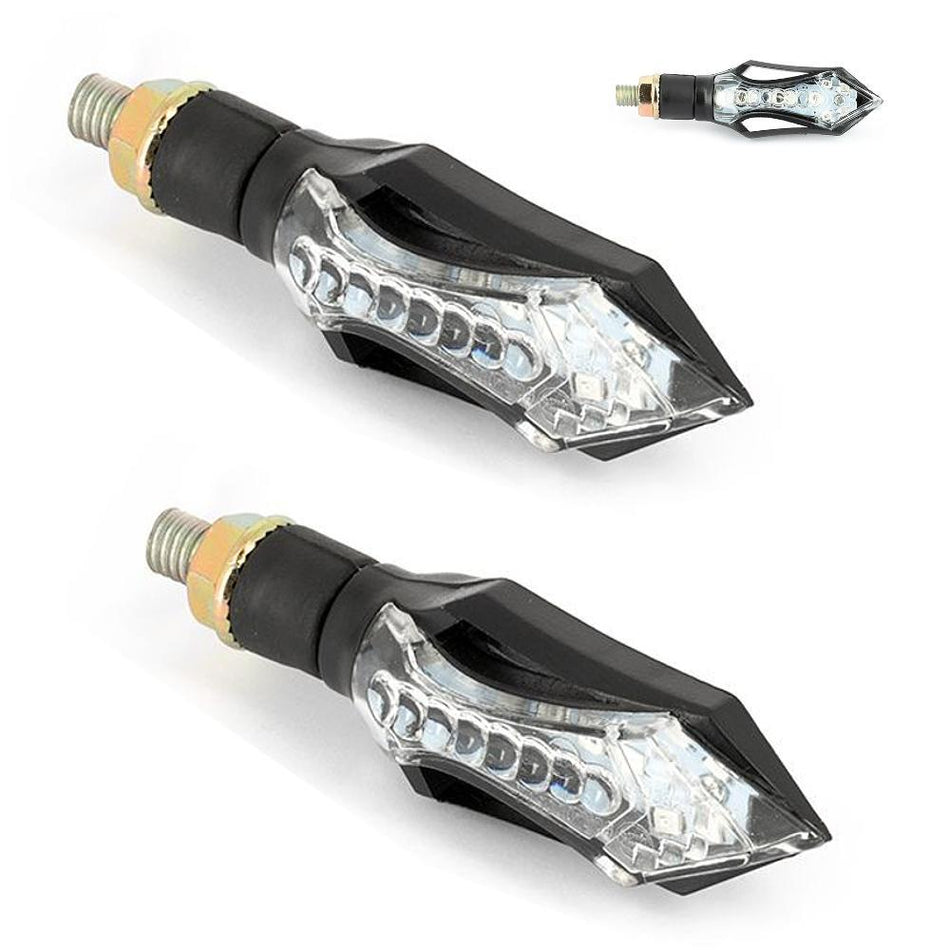 Coppia Frecce ABS Sequenziali a LED - Nere/Vetro Ø vite 8mm