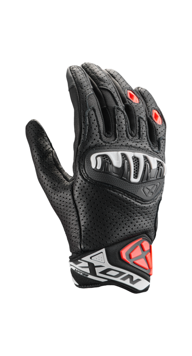 Guanti Moto in pelle Ixon Mirage Nero Bianco Rosso