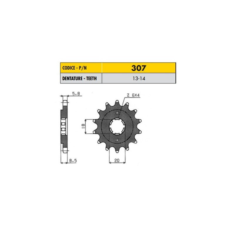 HONDA CMX C REBEL (Grimeca calip. - Rear Drum) 250 1996>2000 PIGNONE PASSO 520 CODICE 307