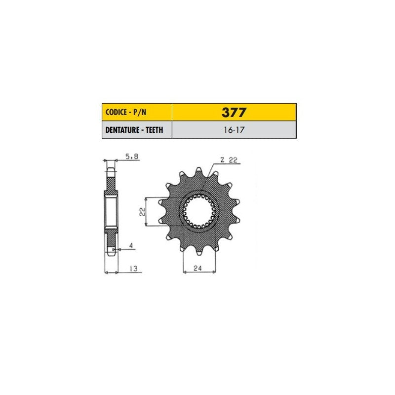 APRILIA MOTO 6.5 650 1995>2002 PIGNONE PASSO 520 CODICE 377