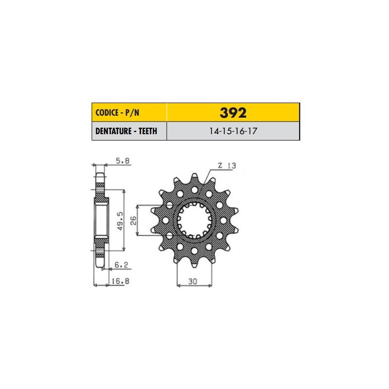 HONDA XLV VARADERO (Racing 520 Conversion) 1000 1999>2012 PIGNONE PASSO 520 CODICE 392