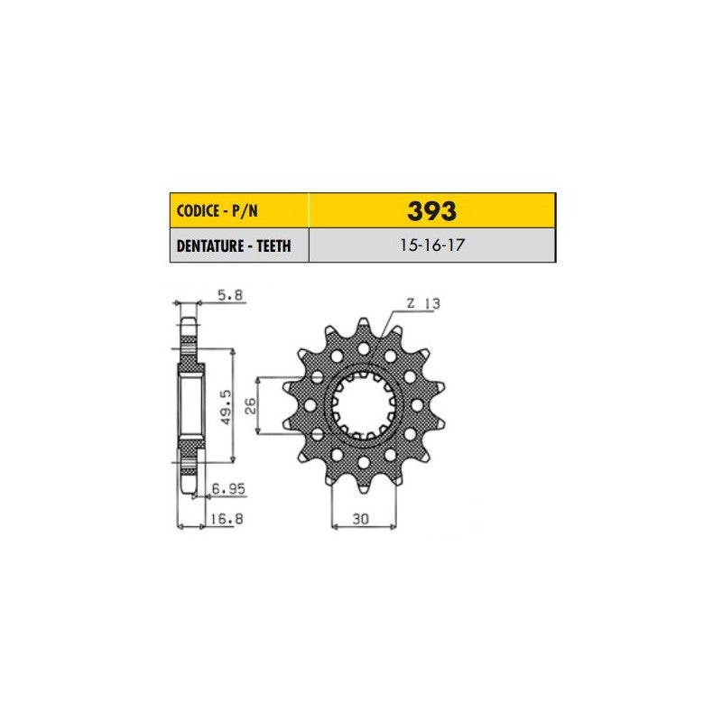HONDA VTR SP 1 - 2 (Racing 520 Conversion) 1000 2000>2006 PIGNONE PASSO 520 CODICE 393