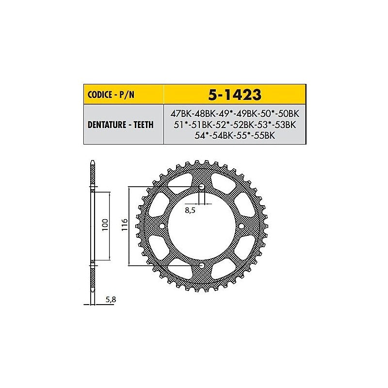 SUZUKI RM 100 2003>2004 CORONA IN ERGAL BLACK PASSO 420 CODICE 5-1423