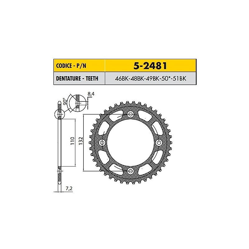 HUSQVARNA TC 17/14 85 2014>2017 CORONA ERGAL ORANGE PASSO 428 CODICE 5-2481