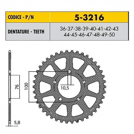 ZX-10R 2004>2015 Conversione in 520   Conversione in 520 CORONA ERGAL PASSO 525 CODICE 5-3216