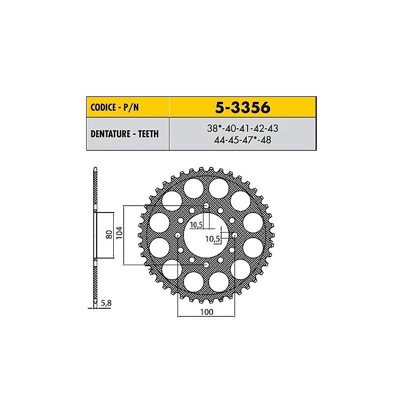 KAWASAKI GPZ 400 1984>1987 CORONA SILENZIATA  PASSO 428 CODICE 5-3356