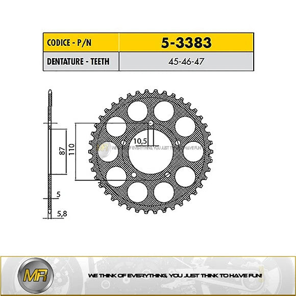 SUZUKI SV ABS 650 2016>2019 CORONA PASSO 520 CODICE 5-3383