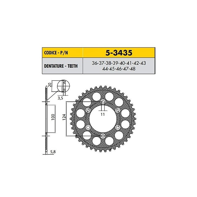 DUCATI 851 CORSA 1990>1992 CORONA SILENZIATA PASSO 520 CODICE 5-3435