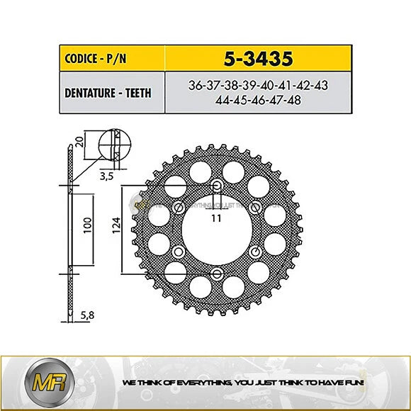 DUCATI 851 CORSA 851 1990>1992 CORONA PASSO 520 CODICE 5-3435