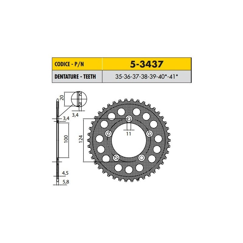 DUCATI 749 / R / S (Racing 520 Conversion) 749 2003>2006 CORONA SILENZIATA PASSO 520 CODICE 5-3437