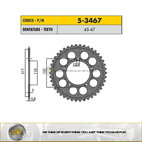 BMW S 1000 RR (Racing 520 Conversion) 1000 2010>2016 CORONA PASSO 520 CODICE 5-3467