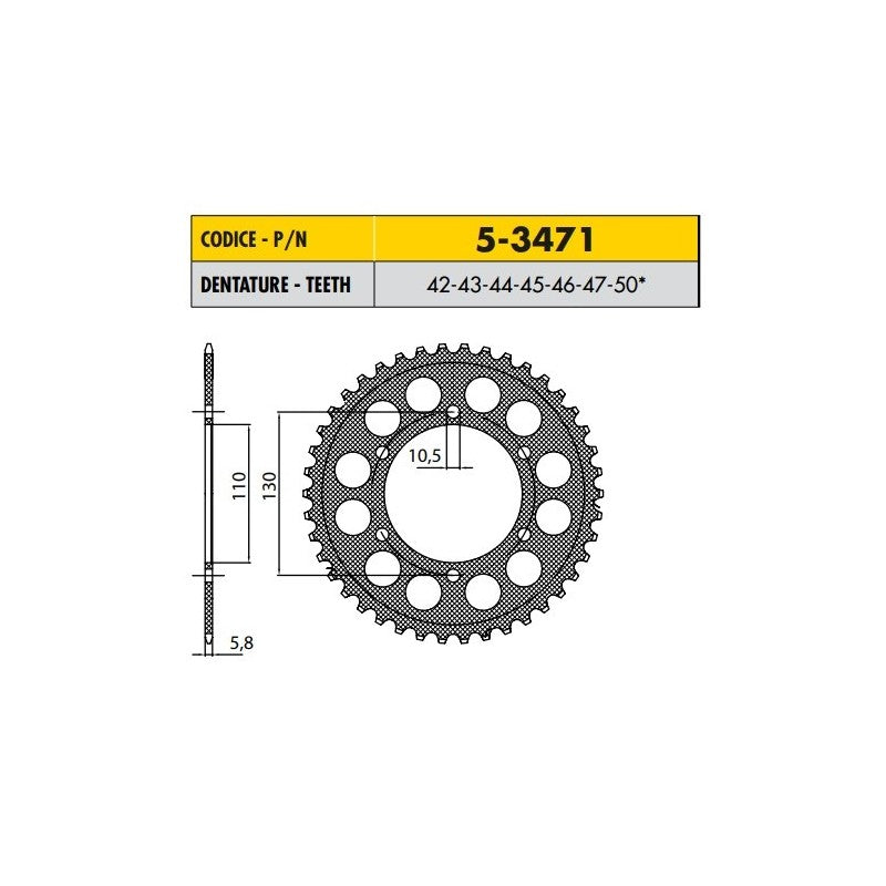 YAMAHA YZF R25 250 2014>2023 CORONA PASSO 520 CODICE 5-3471