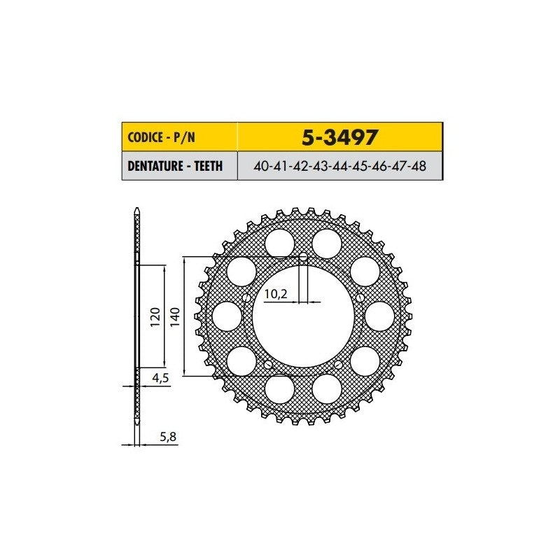 SUZUKI SV S (Racing 520 Conversion) 1000 2003>2006 CORONA PASSO 520 CODICE 5-3497