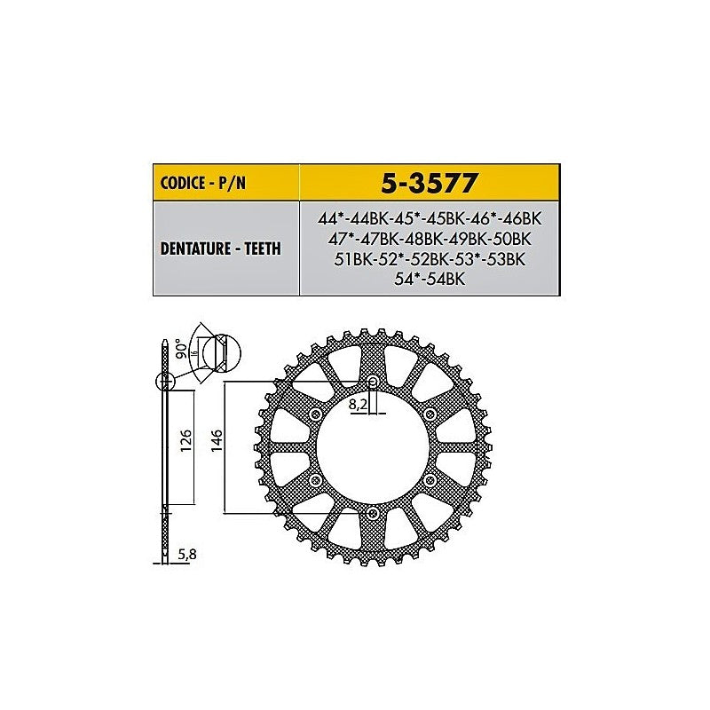 SUZUKI RMZ SM 450 2005>2006 CORONA SILENZIATA PASSO 520 CODICE 5-3577