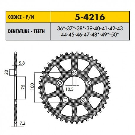 TRIUMPH DAYTONA 675 2006>2013 CORONA ERGAL PASSO 525 CODICE 5-4216