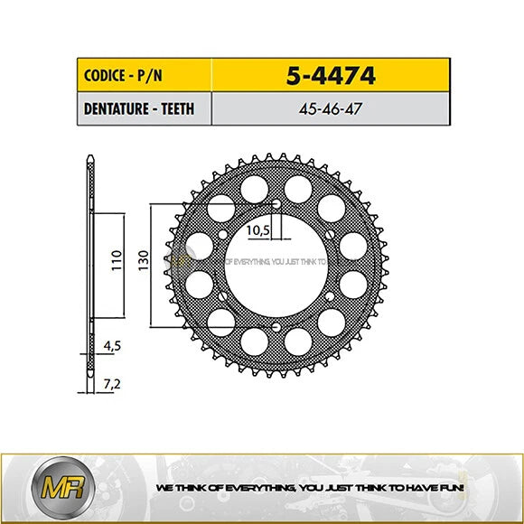 YAMAHA YZF R6	600	2006>2024 CORONA PASSO 525 CODICE 5-4474