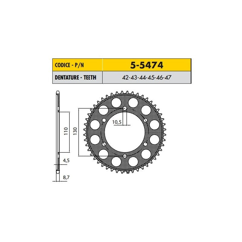 YAMAHA YZF R7	750	1999>2001 CORONA PASSO 530 CODICE 5-5474