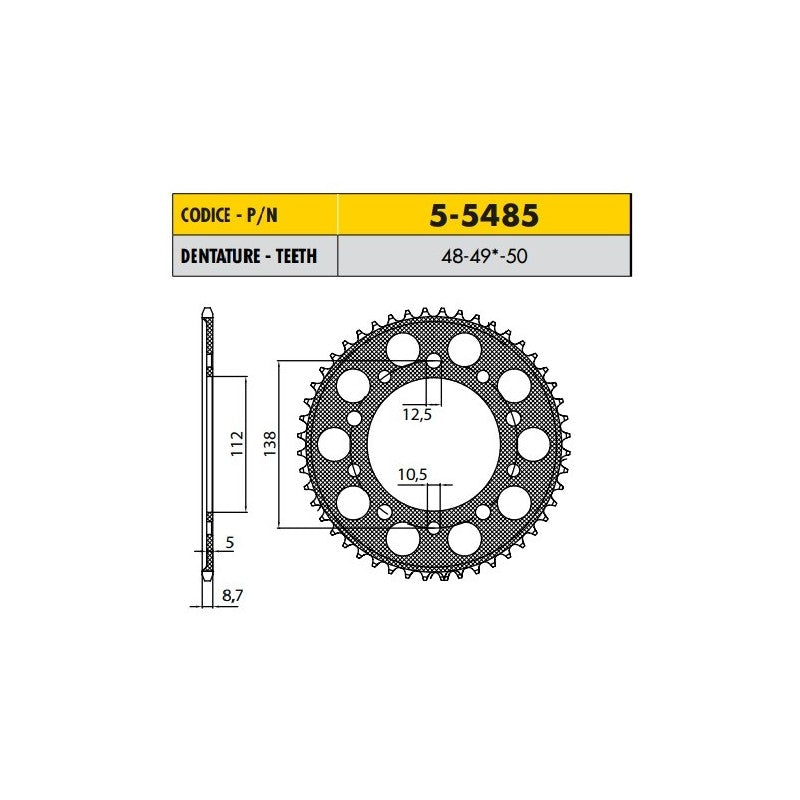 YAMAHA YZF R6 (Racing 530 Conversion) 600 1999>2002  CORONA SILENZIATA PASSO 530 CODICE 5-5485