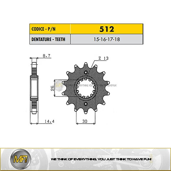 HONDA CB 1300 F ABS 1300 PIGNONE 2005>2010 PASSO 530 CODICE 512