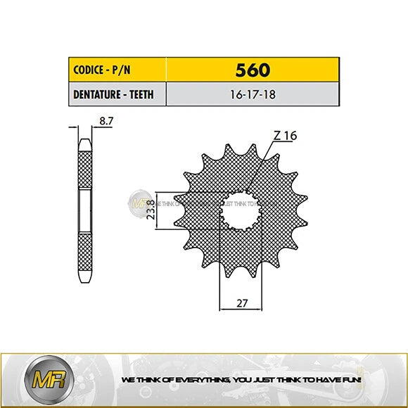 SUZUKI GSX R ABS 1000 2016 PIGNONE PASSO 530 CODICE 560