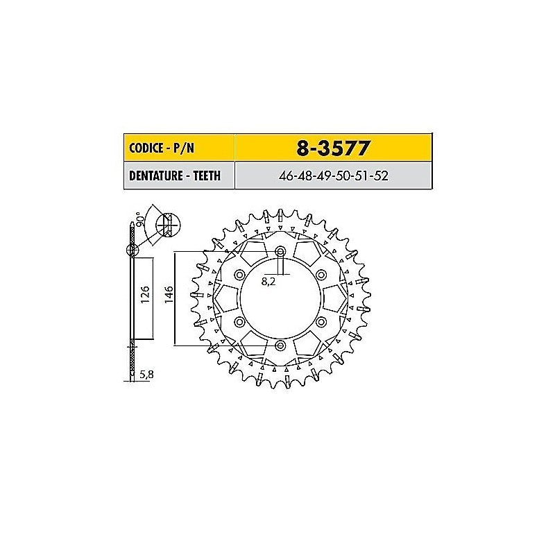 SUZUKI RM SM (Italy - Valenti Racing) 125 2005>2006 CORONA ERGAL BLACK  PASSO 520 CODICE 8-3577