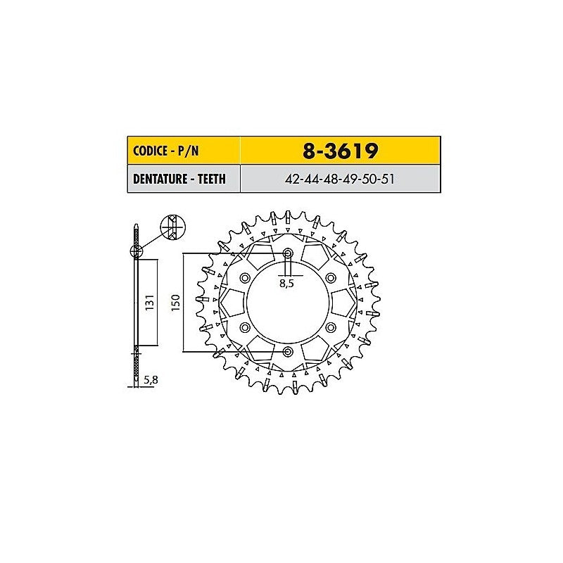 KAWASAKI KX 125 1983>2007 CORONA PASSO 520 CODICE 8-3619