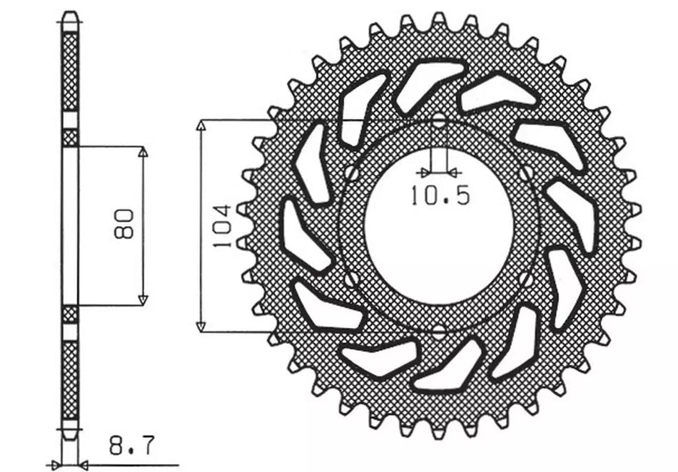 KAWASAKI GPZ 1100 1981>1984 CORONA PASSO 530 CODICE 1-6344