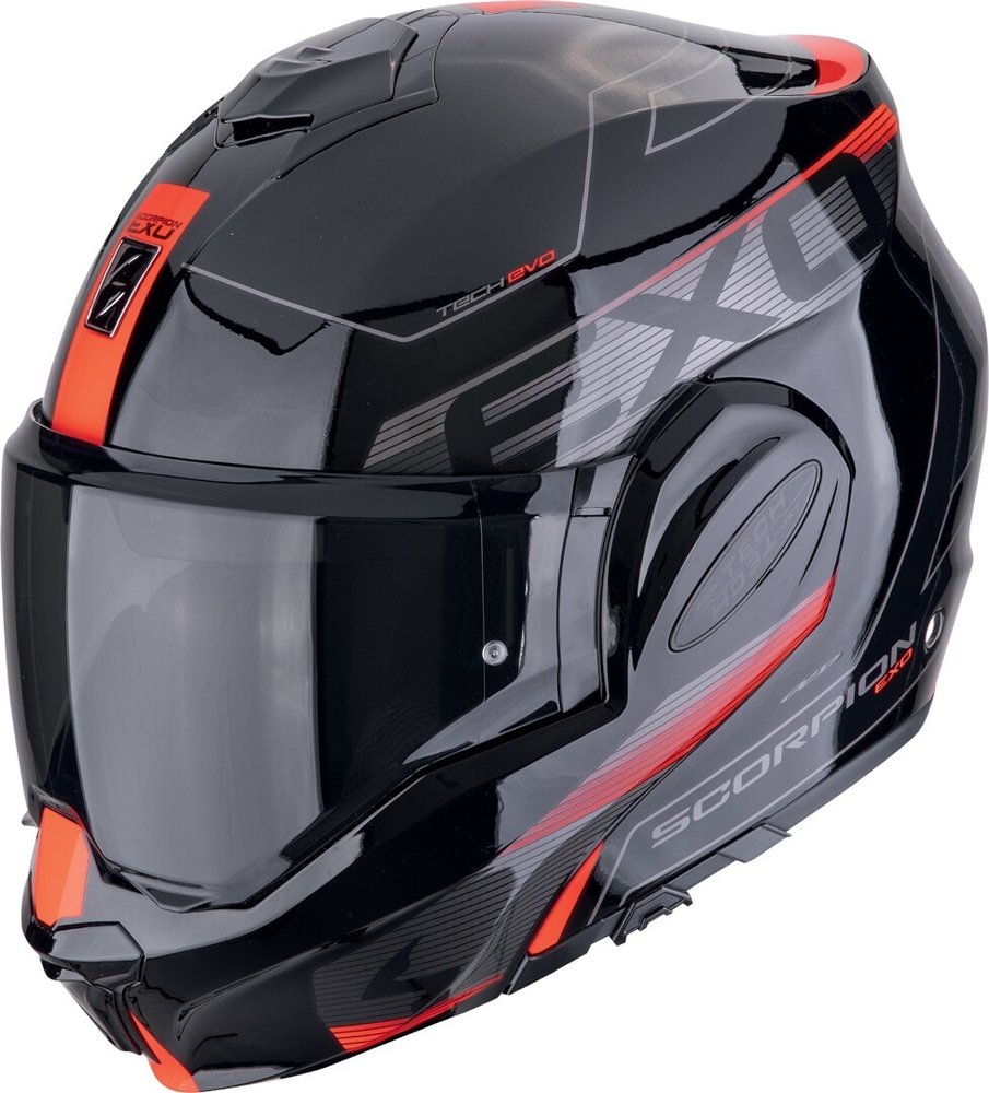 Casco Moto Modulare P/J Scorpion EXO-TECH EVO TRAVELLER Nero Rosso