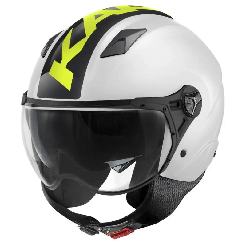 Casco Demi-Jet Kappa KV57 Striker Bianco Nero Giallo