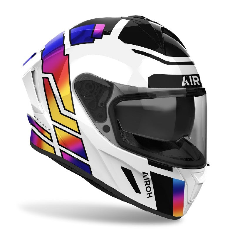 Casco Integrale Airoh Spark 2 Lively Rainbow Bianco Rosso Nero Lucido