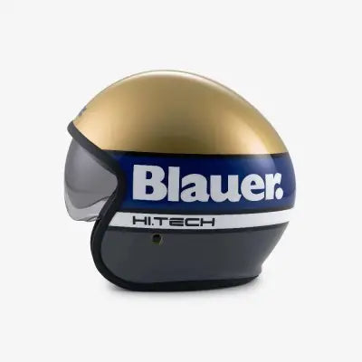 Casco Jet Blauer Pilot 4.0 Oro Blu Grigio Lucido