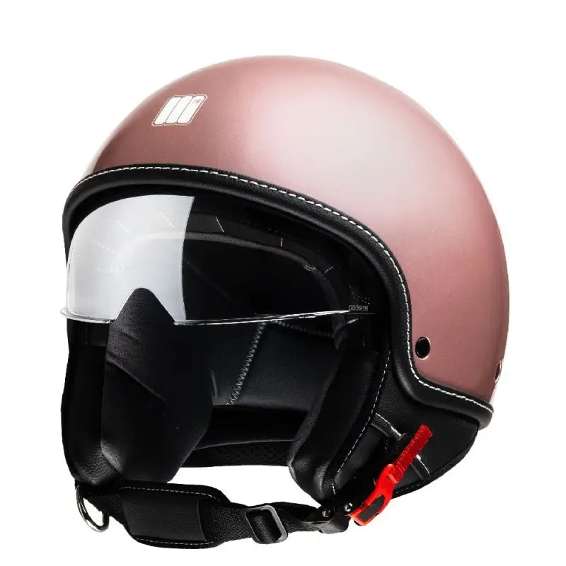 Casco Jet Motocubo 717 Beetle Rosa Oro Lucido