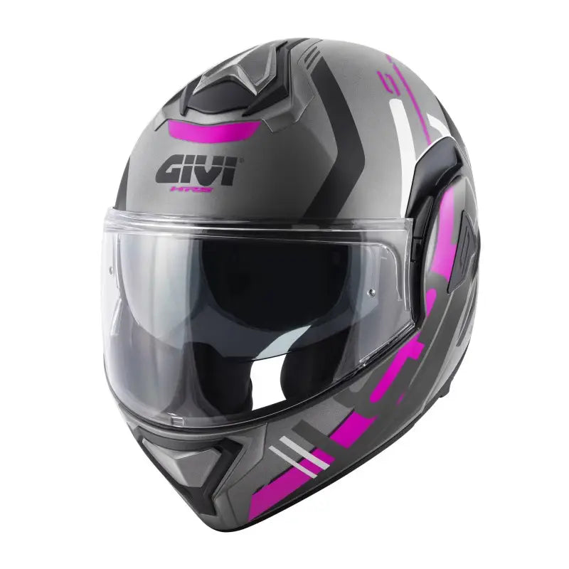 Casco Modulare Reversibile Givi X.30 Pulsar Titanio Nero Rosa Opaco