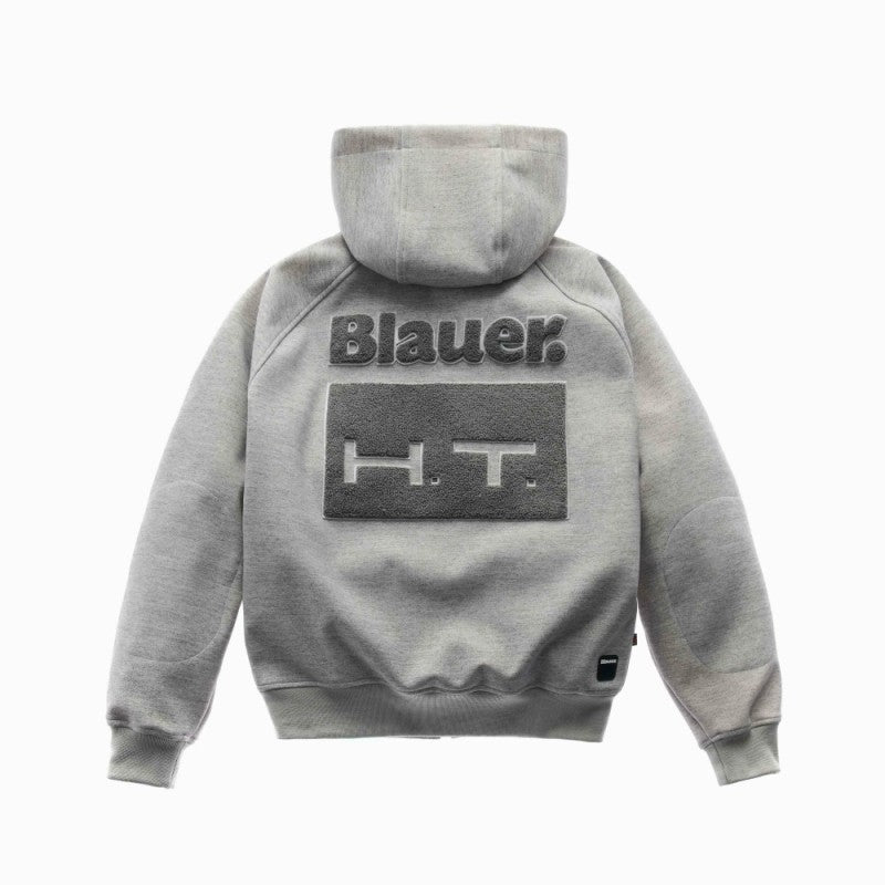 Felpa In Tessuto Blauer Easy Man Open Hoody Luna Melange Grigio/Rosso