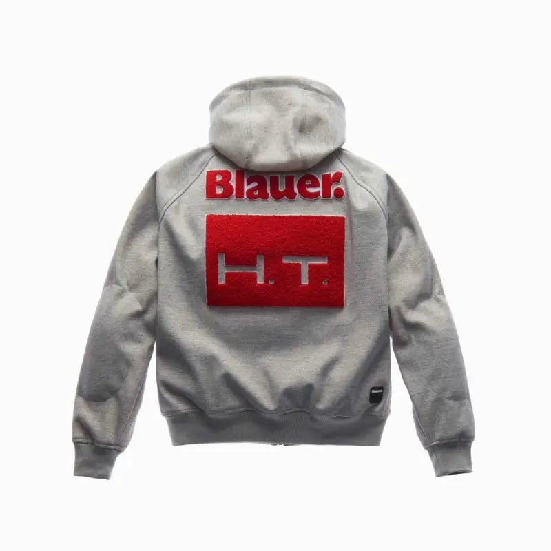 Felpa In Tessuto Blauer Easy Man Open Hoody Luna Melange Grigio/Rosso