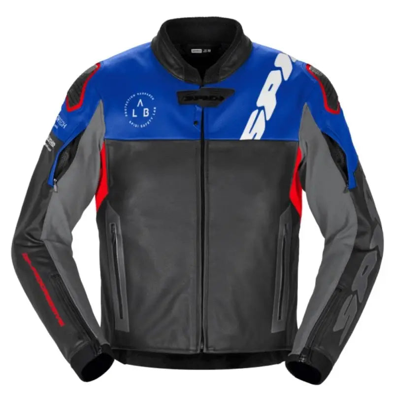 Giacca in Pelle Spidi Dp Progressive Leather Nero Rosso Blu