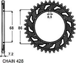 KAWASAKI ELIMINATOR 125 1997>2009 CORONA PASSO 428 CODICE 1-2153
