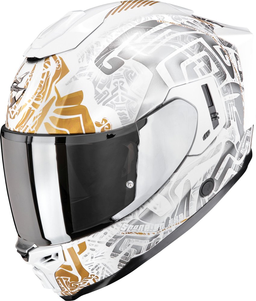 Casco Integrale Scorpion Exo-1500 Air Apus Bianco Perla-Grigio-Oro