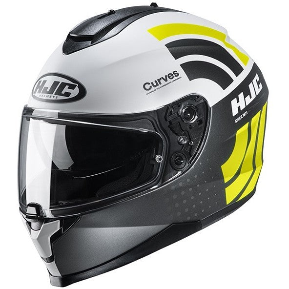Casco Integrale Doppia Visiera Moto HJC C70 Nero/Bianco Giallo Opaco