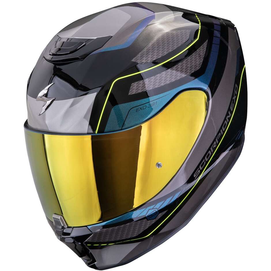 Casco Moto Integrale Scorpion EXO-391 LEO Nero Blu