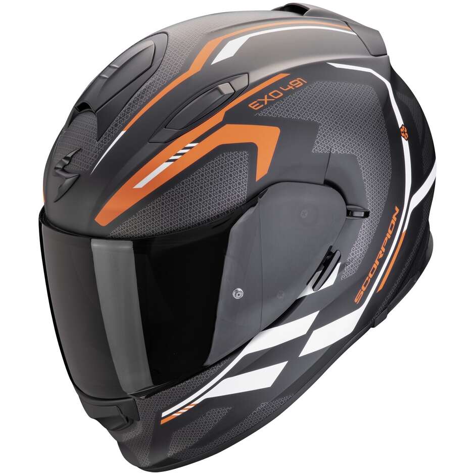 Casco Moto Integrale Scorpion EXO 491 KRIPTA Nero Arancia Bianco