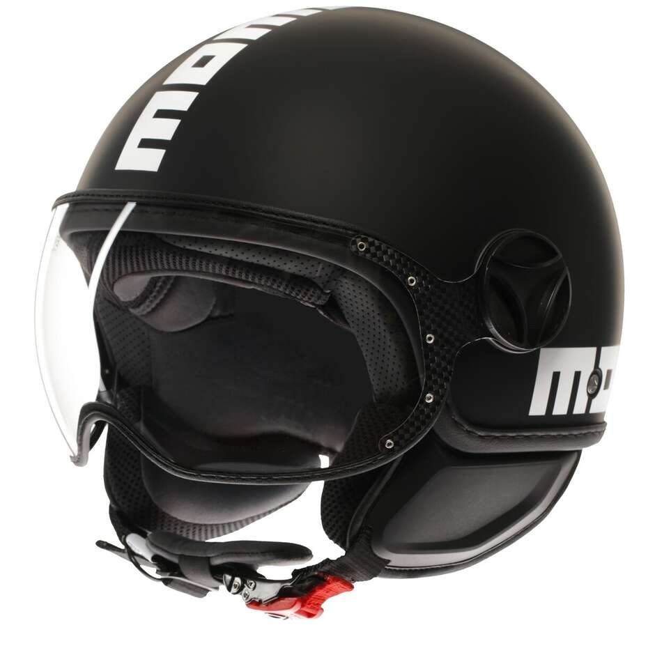 Casco Moto Jet Momo Design FGTR CLASSIC Mono Nero Opaco Bianco