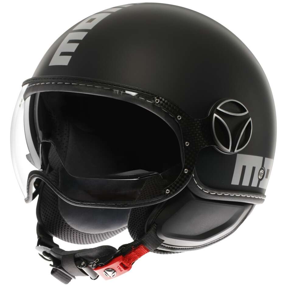 Casco Moto Jet Momo Design FGTR EVO Mono Nero Opaco Silver