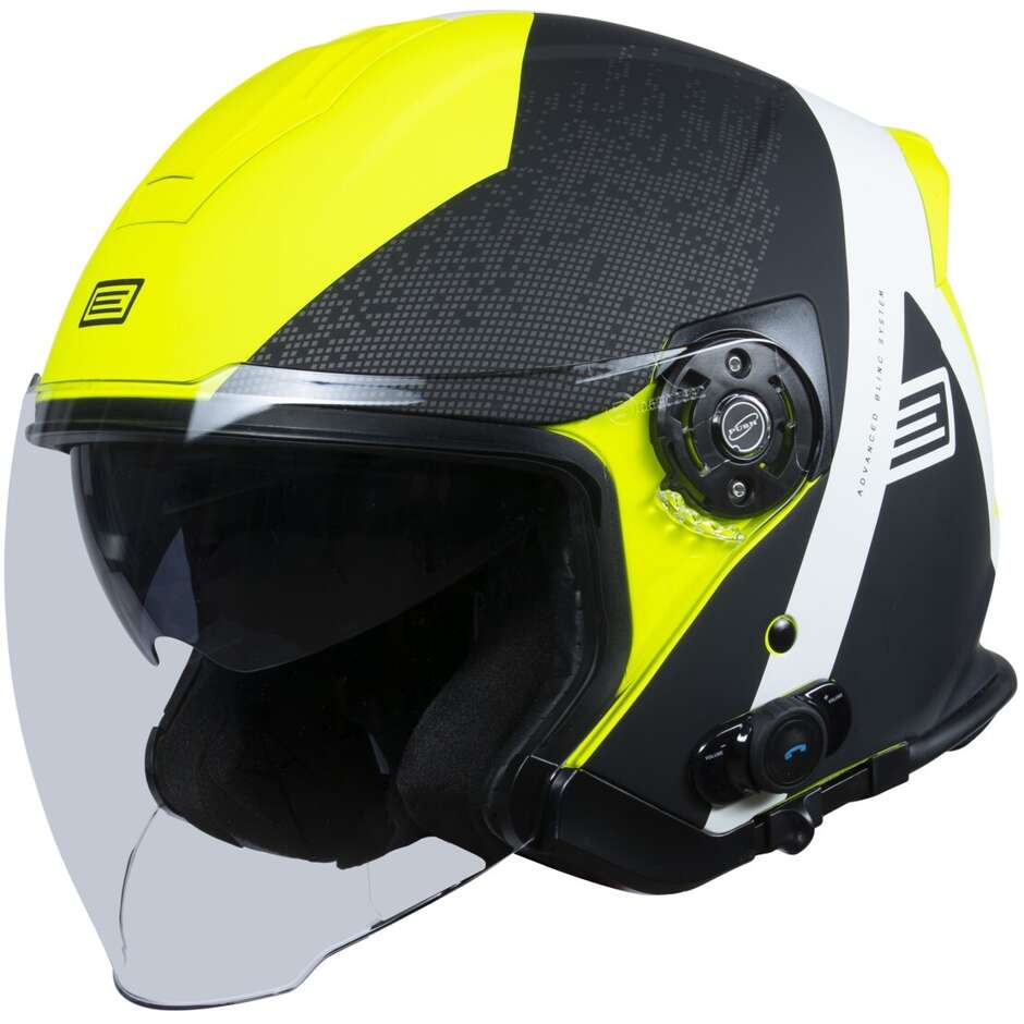 Casco Moto Jet Origine PALIO 2.0 + Bt Hyper Nero Giallo Fluo Opaco
